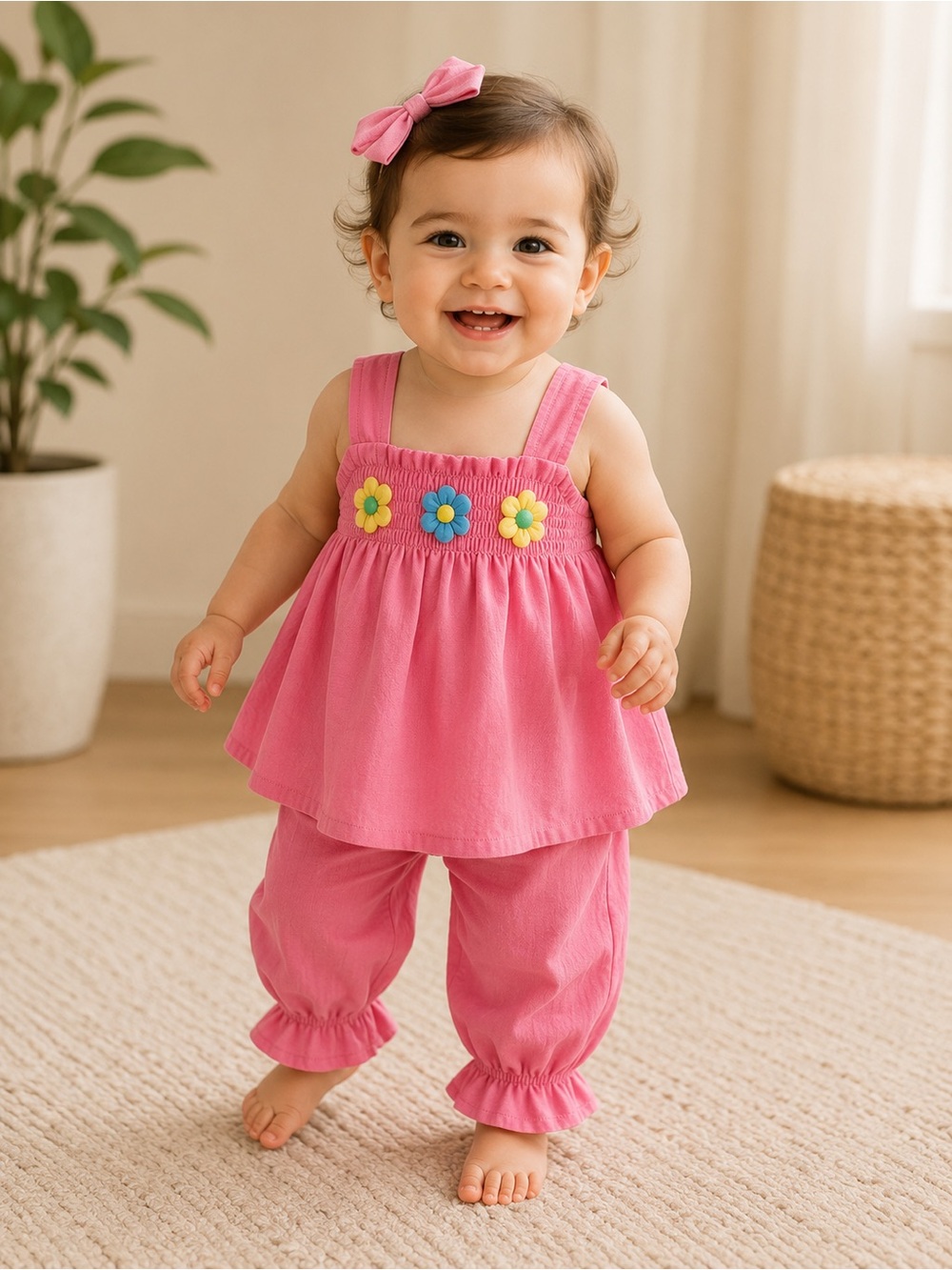 Toddler| Vibrant Pink Linen Set